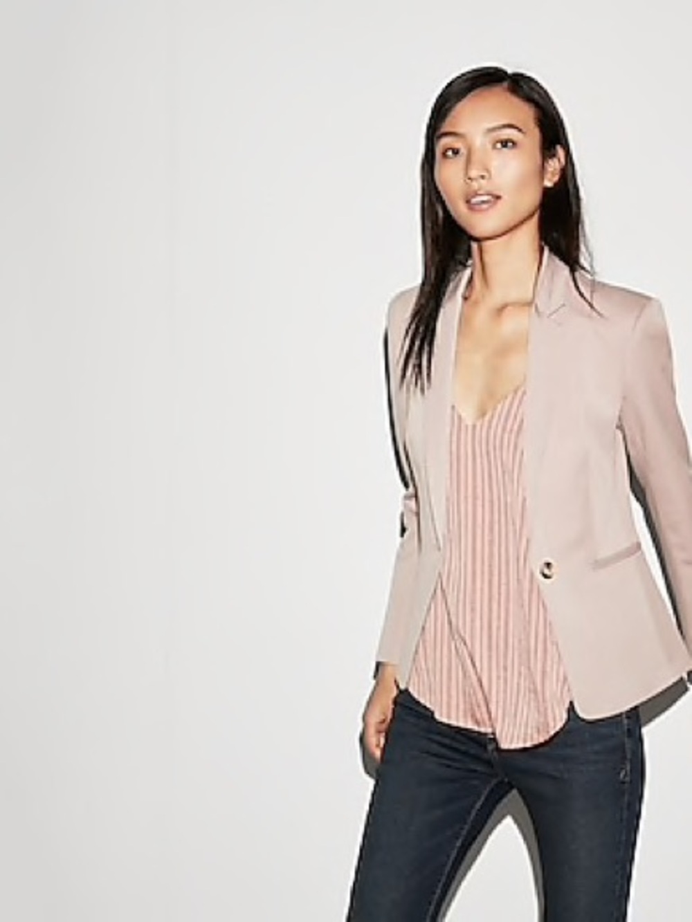 Express Mauve Fitted Single-Button Blazer